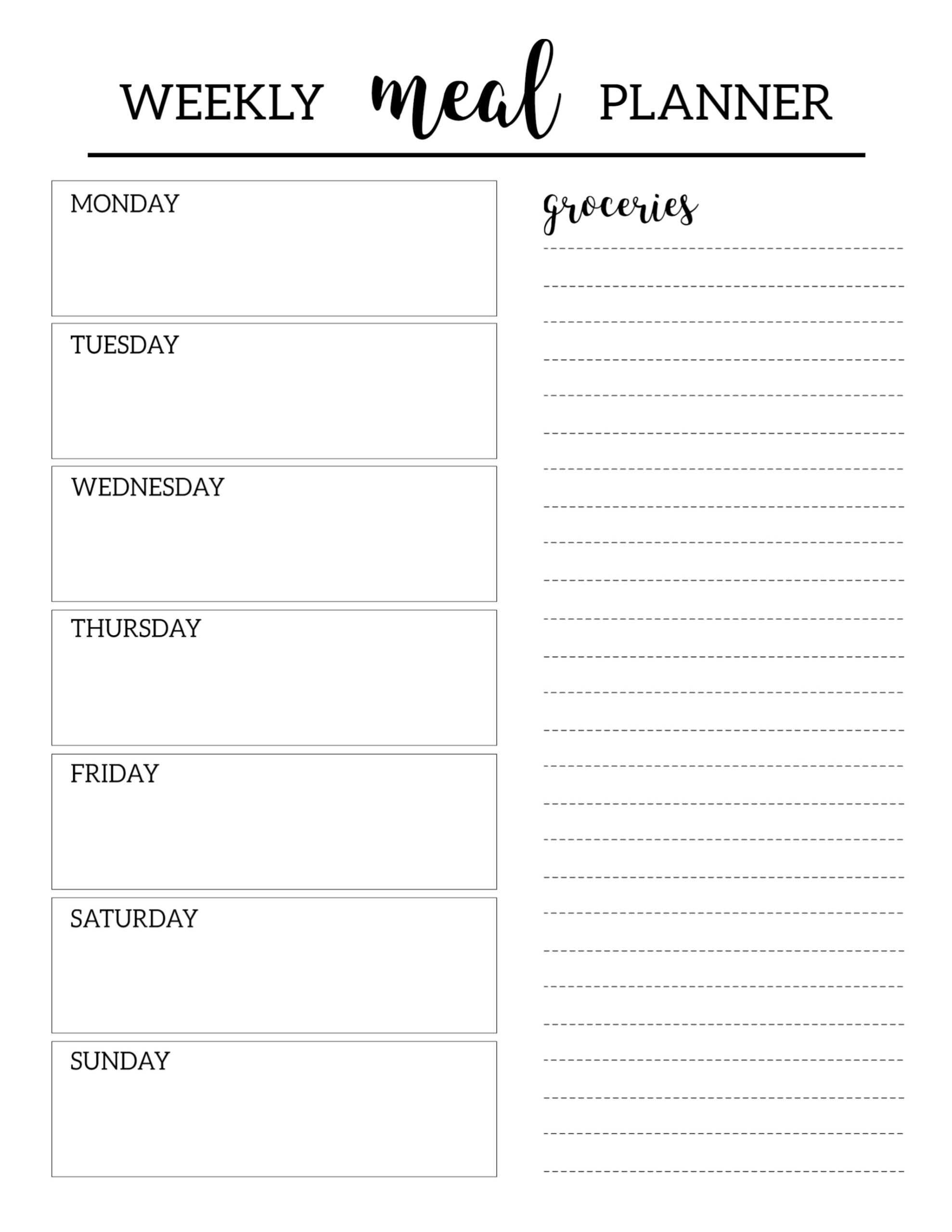 Free Printable Meal Planner Template – Paper Trail Design Within Blank Meal Plan Template