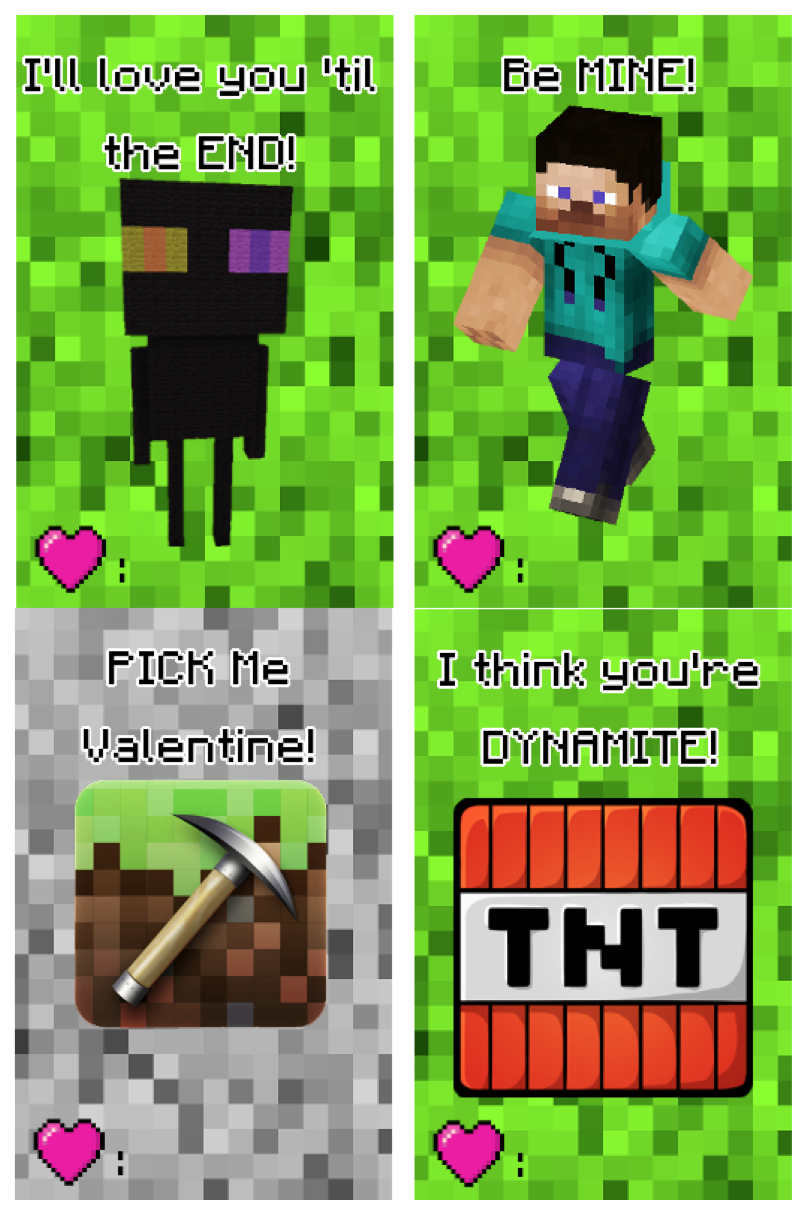 Free Printable Minecraft Valentine's Day Cards | Making Lemonade In Minecraft Birthday Card Template