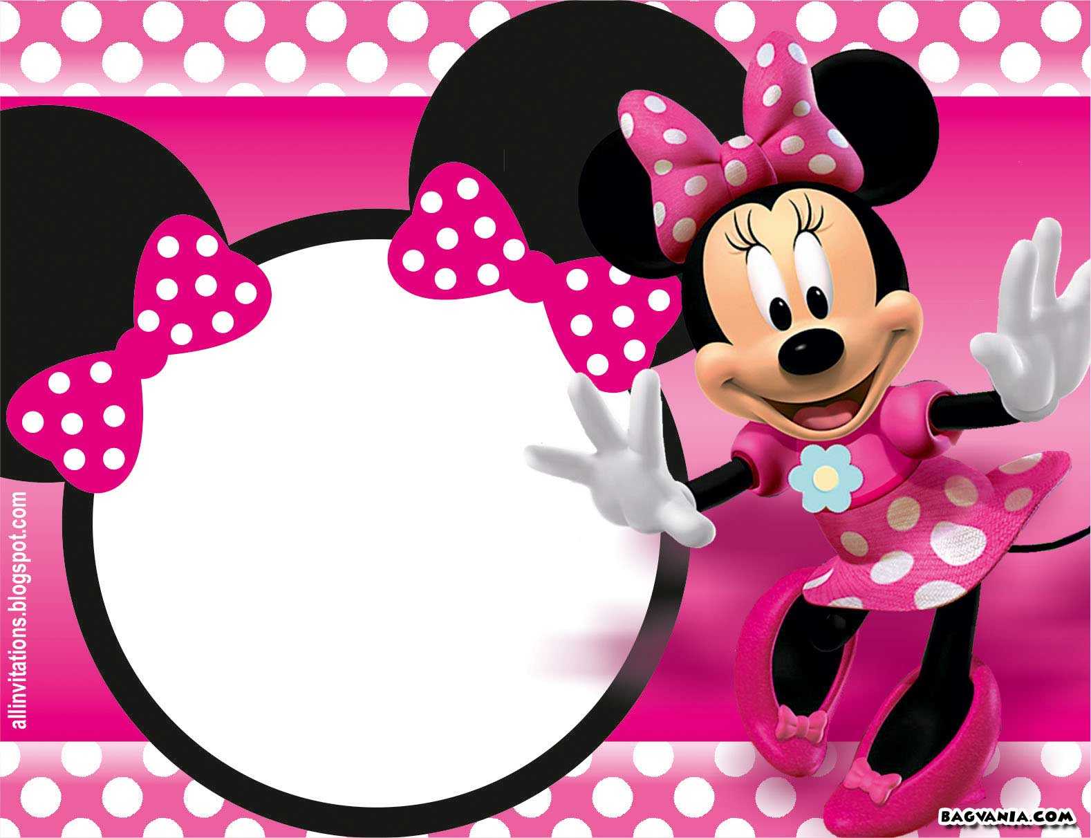 Free Printable Minnie Mouse Birthday Invitations – Bagvania For Minnie Mouse Card Templates