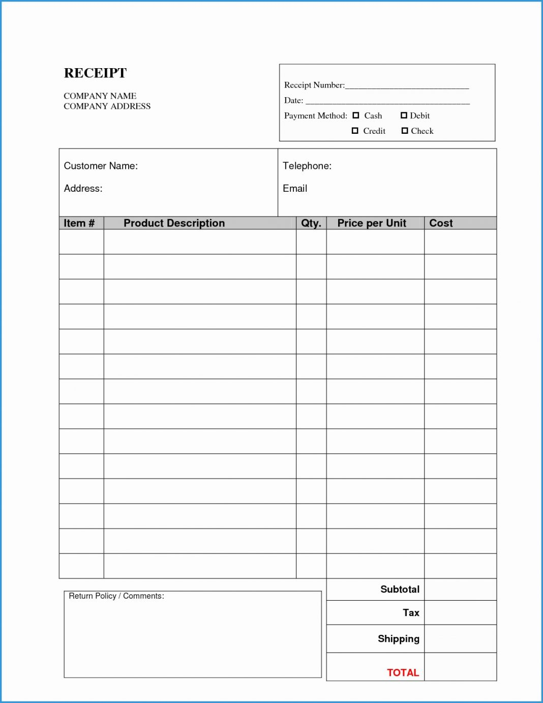 Free Printable Receipt Template Invoice Templates Html Uk Pertaining To Blank Html Templates Free Download