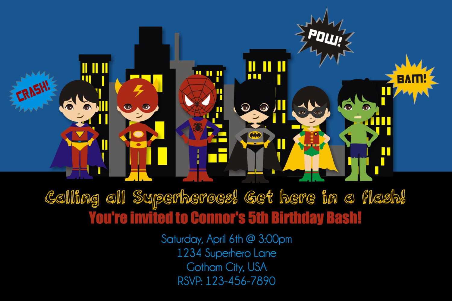 Free Printable Superhero Birthday Invitations – Bagvania Intended For Superhero Birthday Card Template