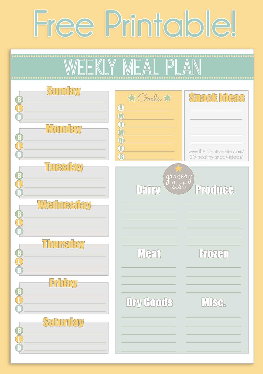 Free Printable Weekly Meal Planner + Calendar With Blank Meal Plan Template