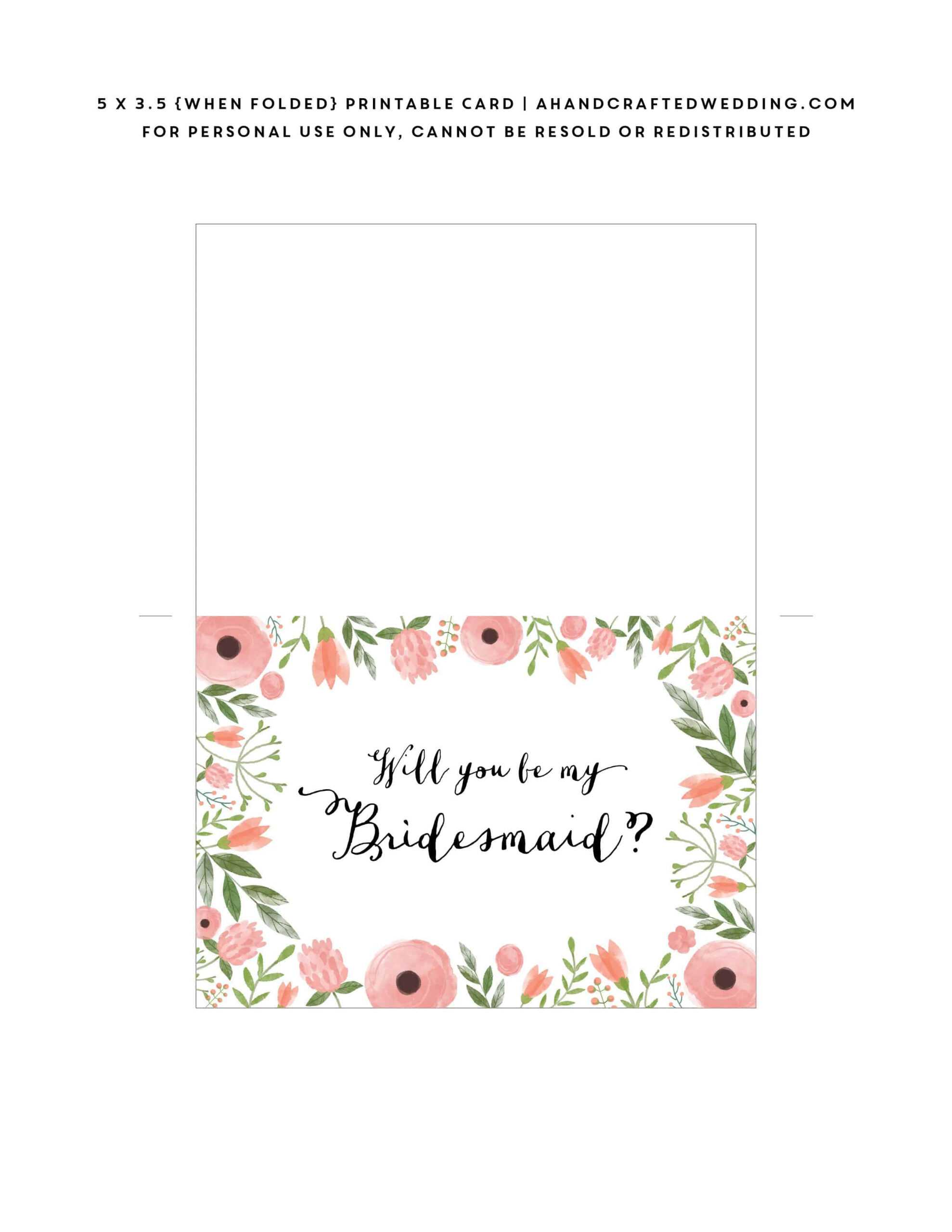 Free Printable Will You Be My Bridesmaid Card | Mountain Regarding Will You Be My Bridesmaid Card Template