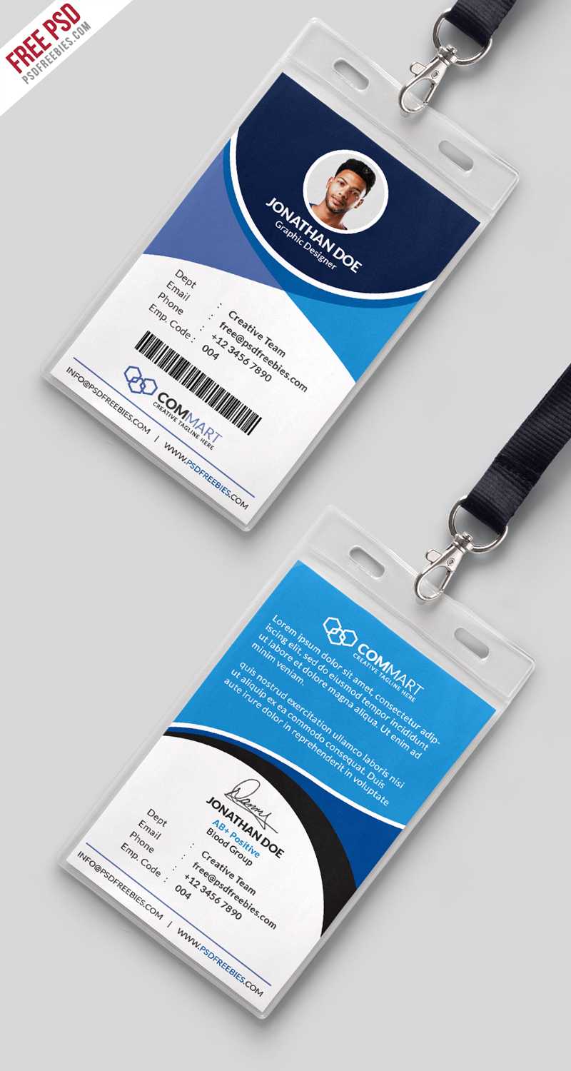 Free Psd : Corporate Office Identity Card Template Psd With Regard To Id Card Design Template Psd Free Download