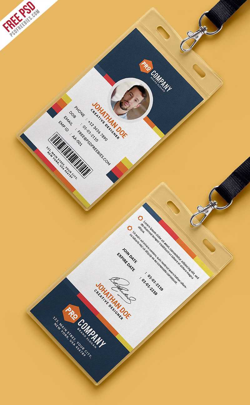 Free Psd : Creative Office Identity Card Template Psd On Behance Throughout Conference Id Card Template