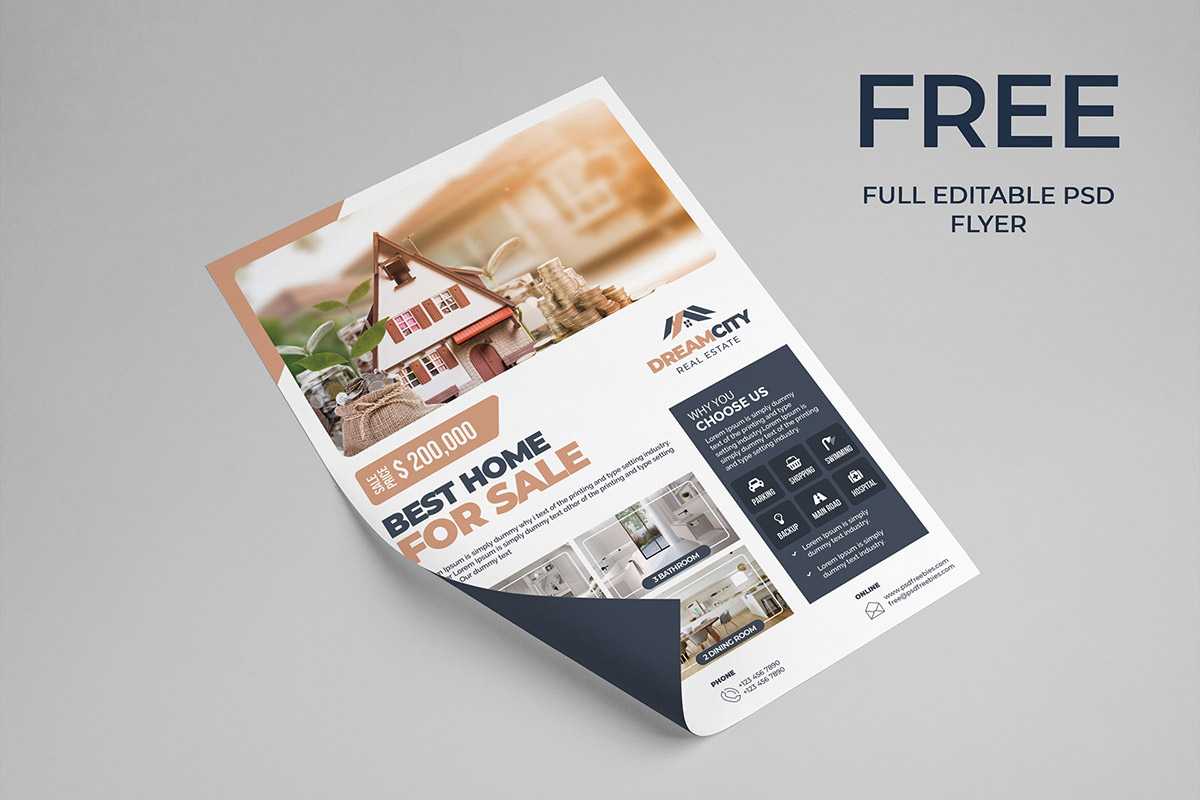 Free Real Estate Flyer – Creativetacos Throughout Real Estate Brochure Templates Psd Free Download