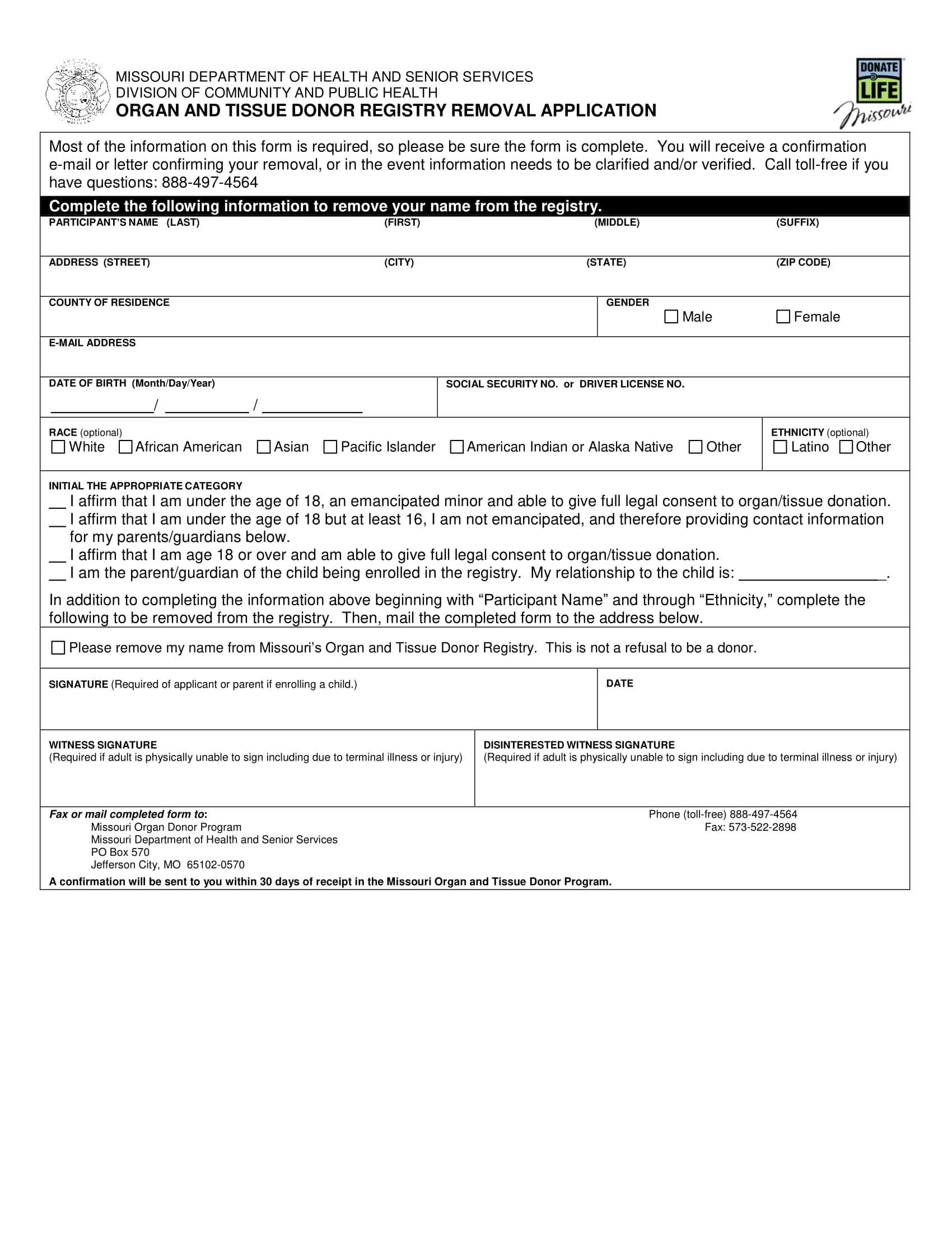 Free Refuse Organ Donation Form | Pdf For Organ Donor Card Template