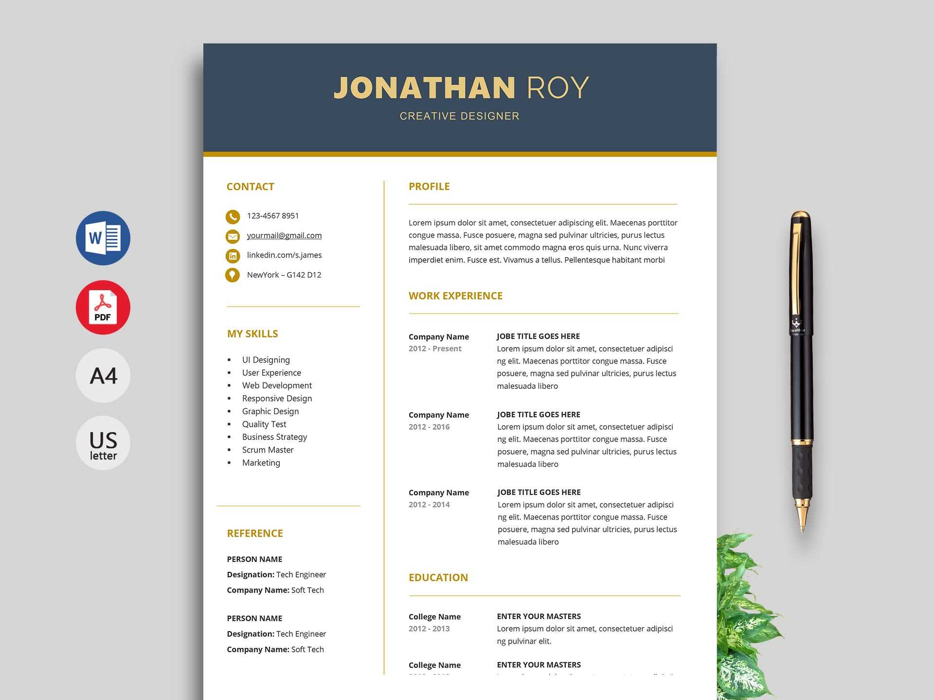 Free Resume & Cv Templates In Word Format 2020 | Resumekraft Within Free Downloadable Resume Templates For Word