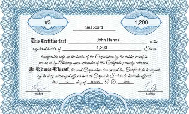 Free Stock Certificate Online Generator with regard to Corporate Share Certificate Template