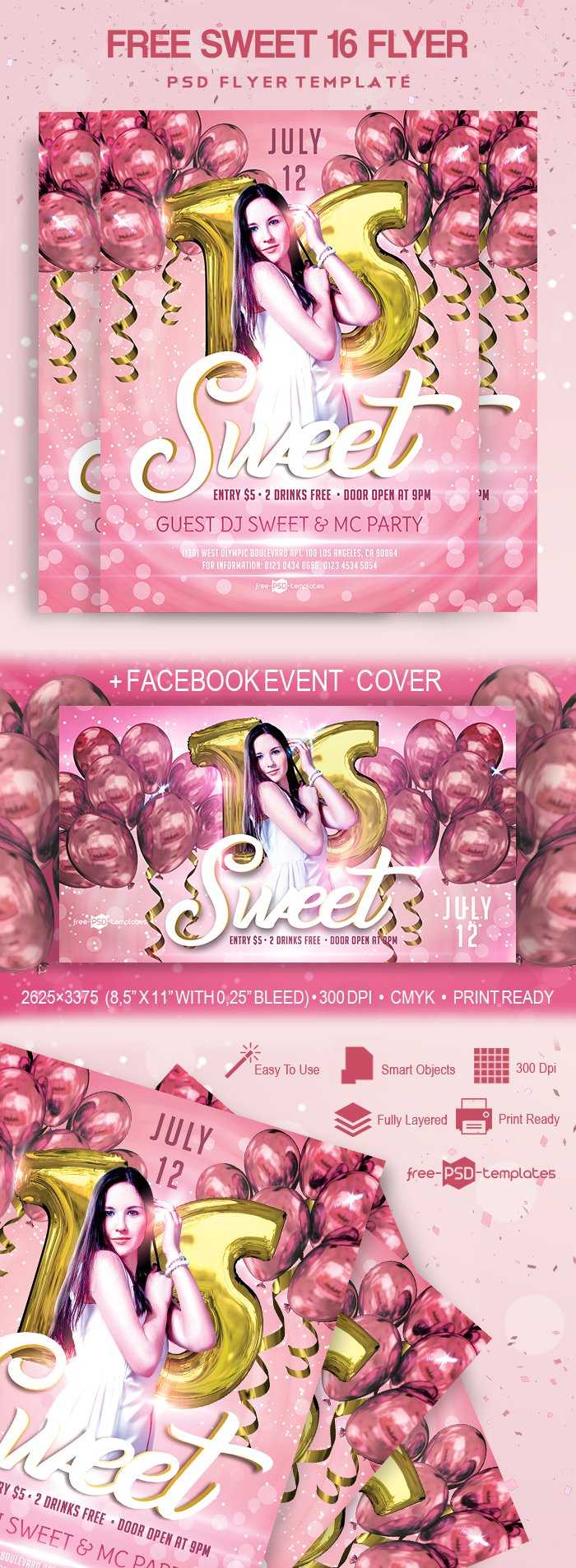 Free Sweet 16 Flyer In Psd | Free Psd Templates Throughout Sweet 16 Banner Template