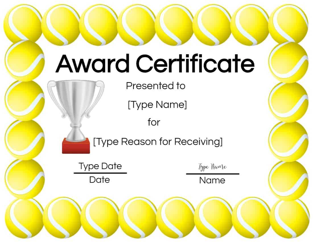 Free Tennis Certificates | Edit Online And Print At Home Inside Tennis Certificate Template Free