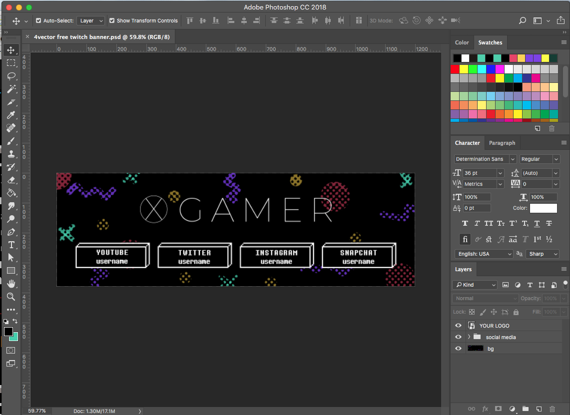 Free Twitch Banner Template In Psd (And How To) / 4Vector Throughout Adobe Photoshop Banner Templates