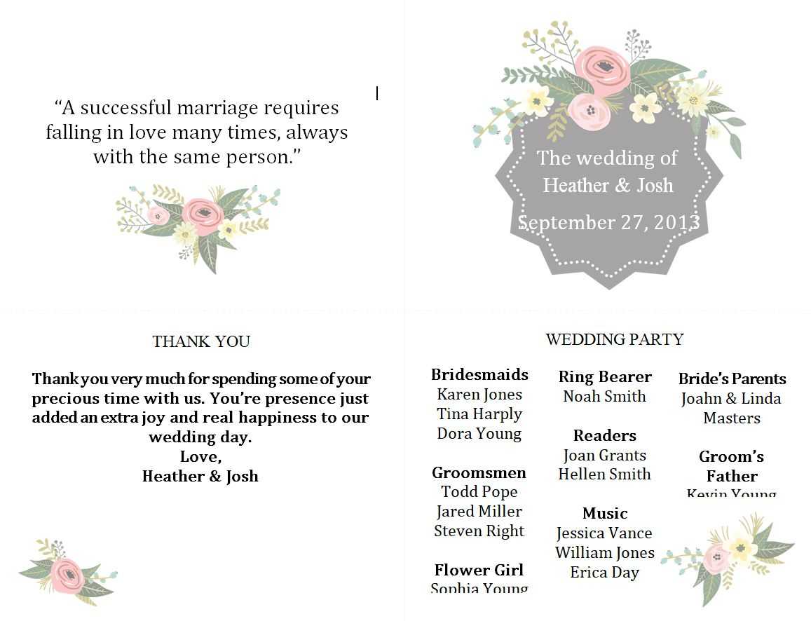 Free Wedding Program Templates You Can Customize With Regard To Free Printable Wedding Program Templates Word
