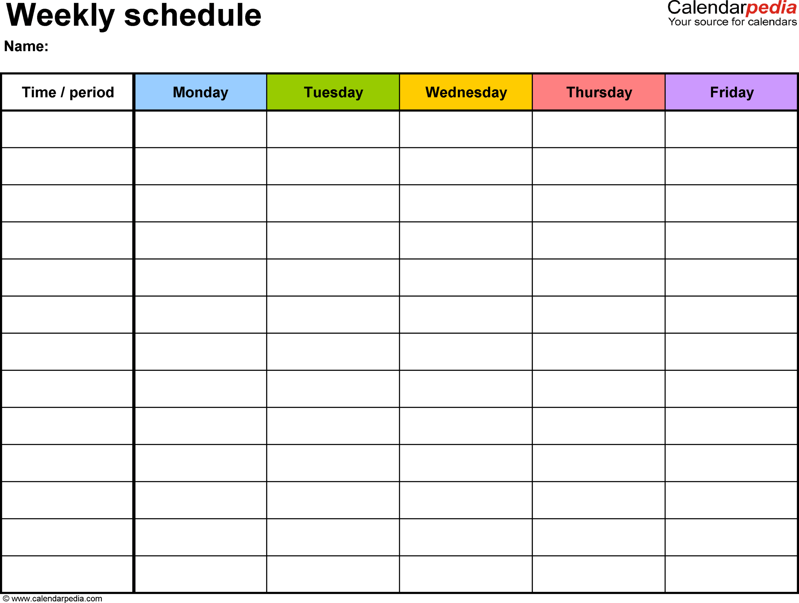 Free Weekly Schedule Templates For Excel – 18 Templates With Regard To Blank Workout Schedule Template