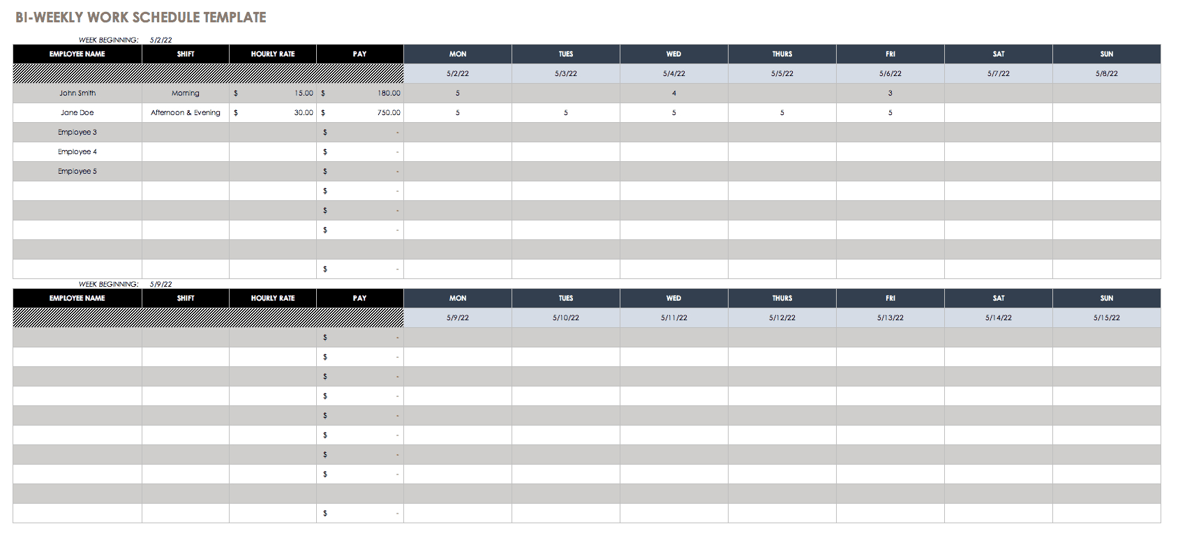 Free Work Schedule Templates For Word And Excel |Smartsheet In Blank Monthly Work Schedule Template