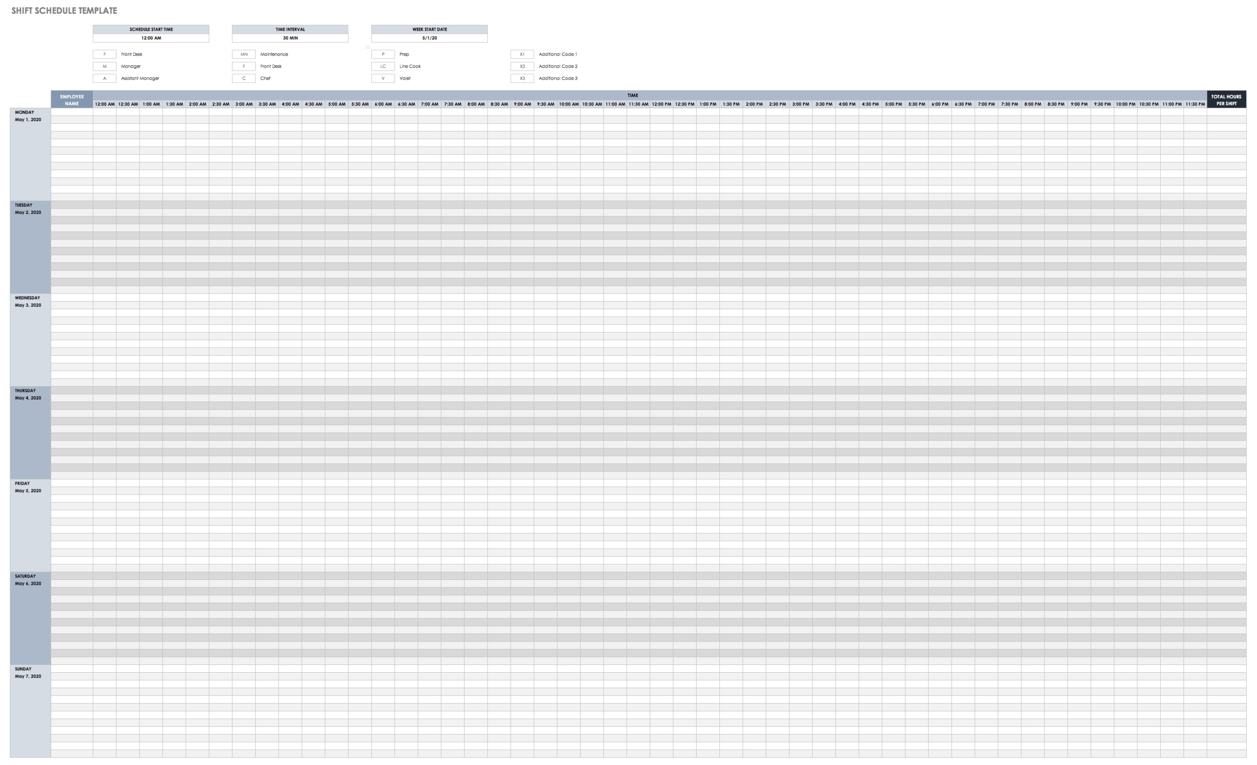 Free Work Schedule Templates For Word And Excel |Smartsheet In Blank Monthly Work Schedule Template