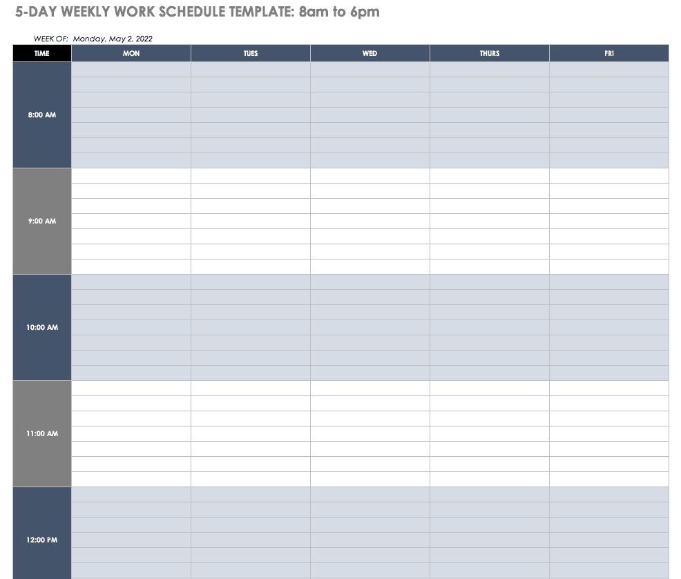 Free Work Schedule Templates For Word And Excel |Smartsheet With Blank Monthly Work Schedule Template