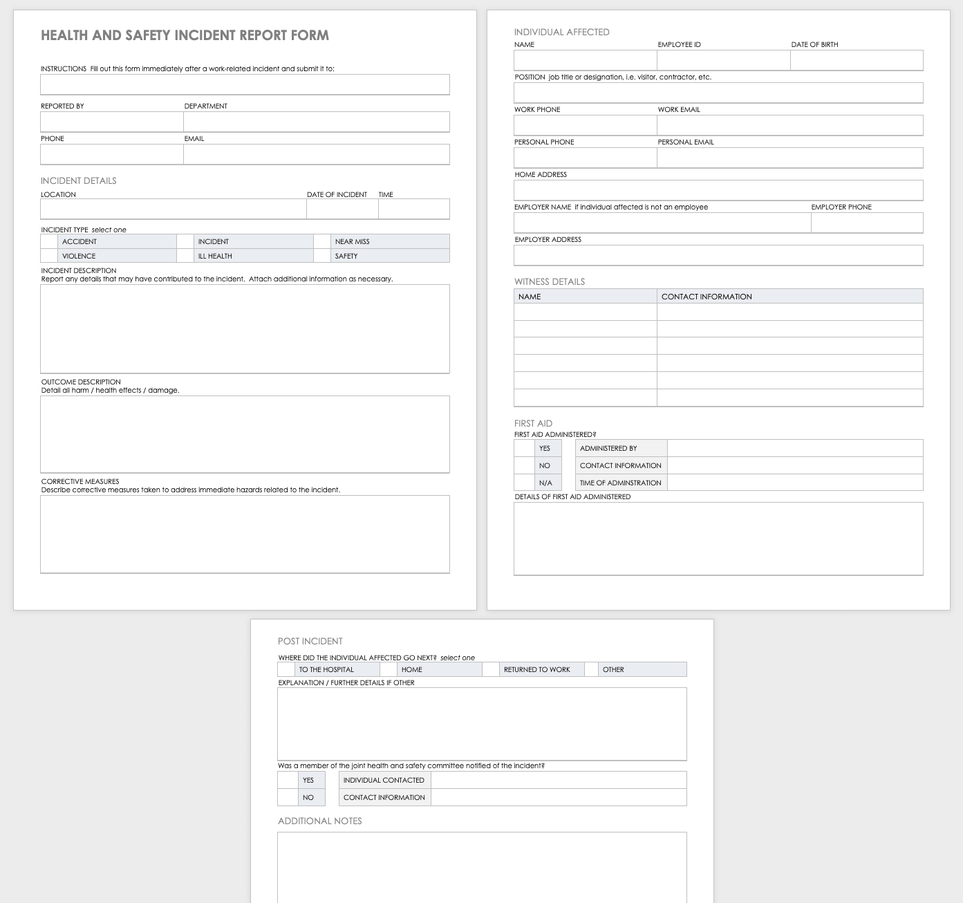 Free Workplace Accident Report Templates | Smartsheet Regarding Monthly Health And Safety Report Template