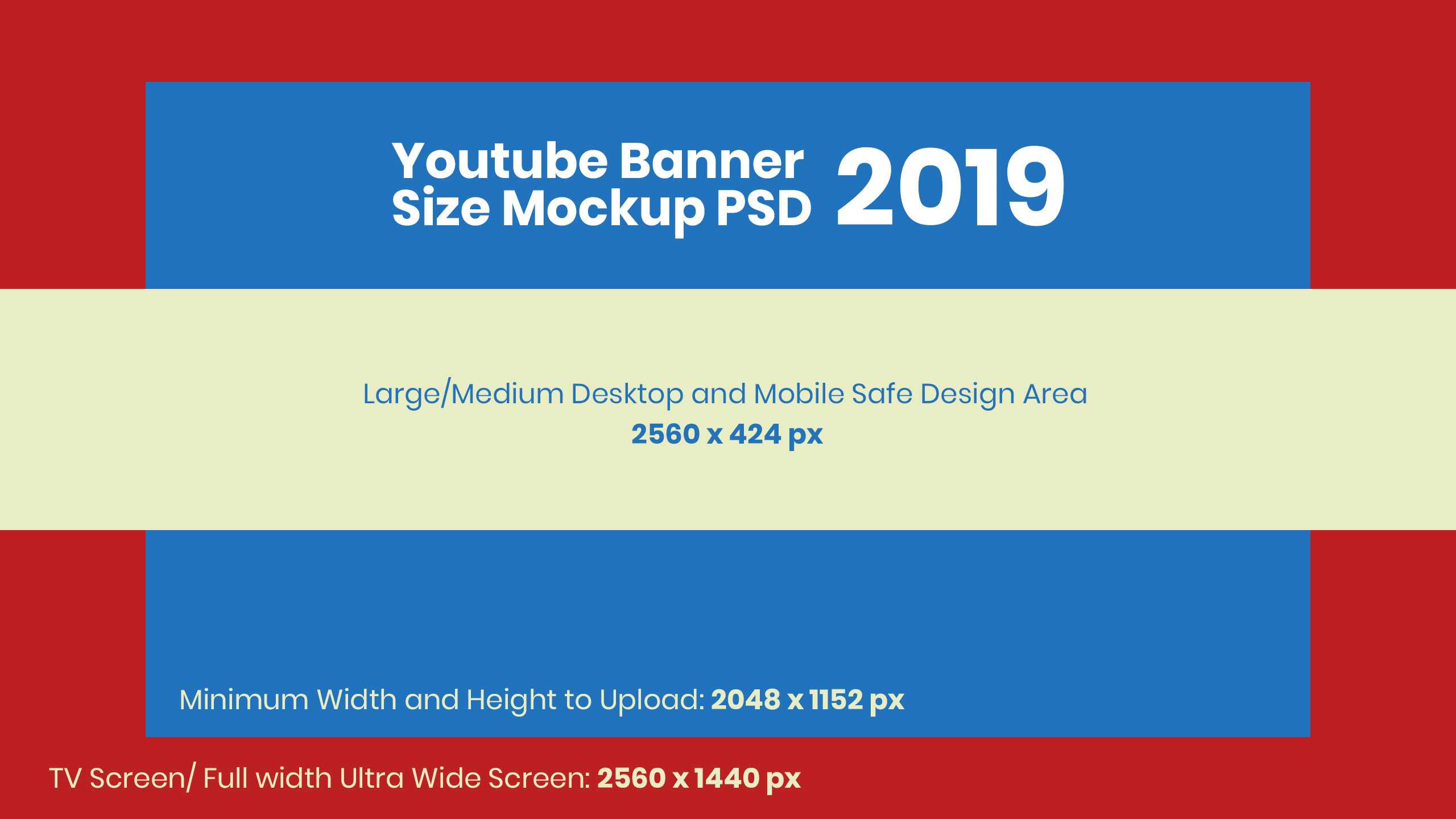 Free Youtube Banner Size Mockup 2019 & Design Template Psd In Youtube Banner Template Size