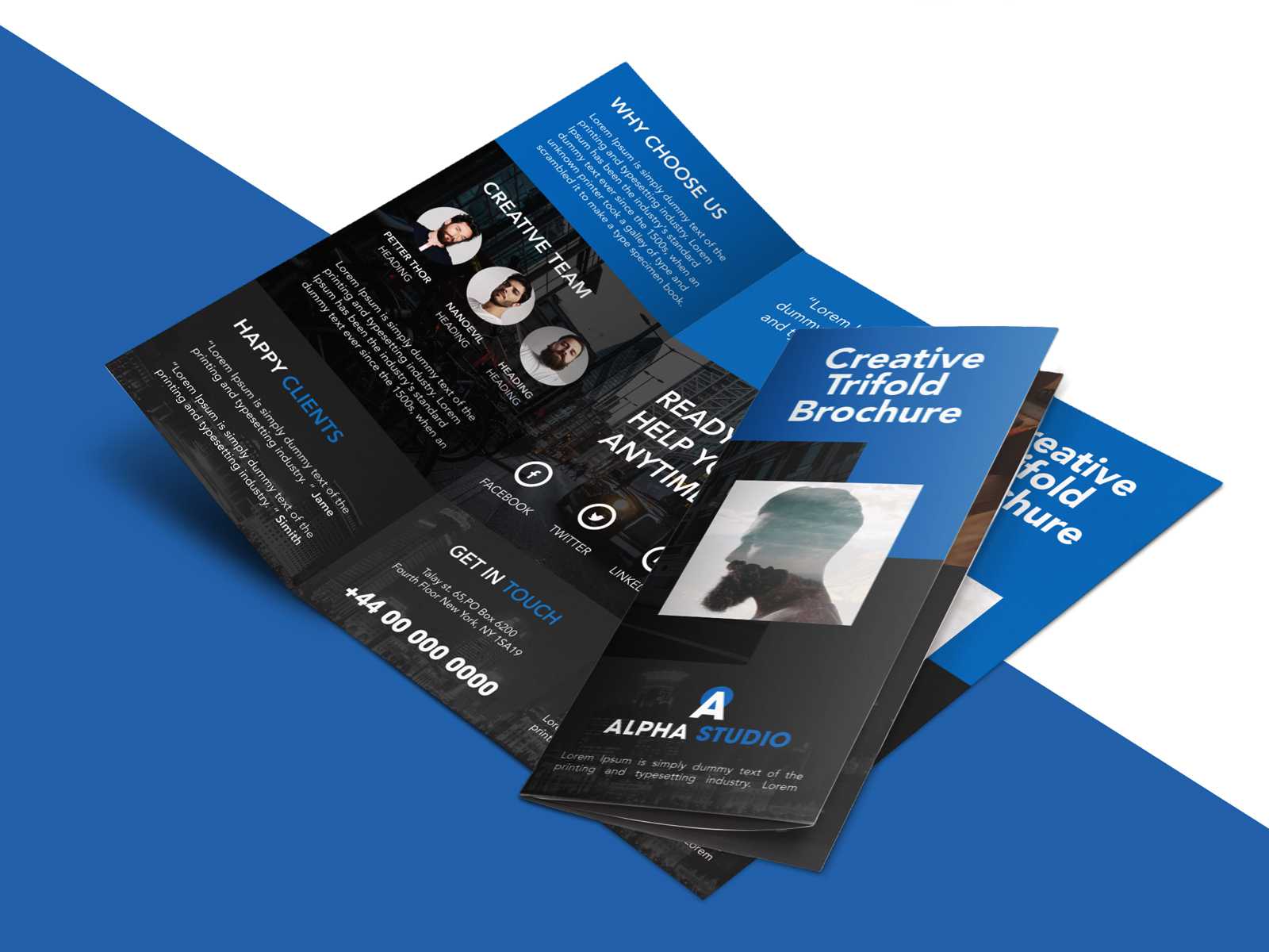 Freebie : Creative Agency Trifold Brochure Free Psd Template In Brochure Psd Template 3 Fold