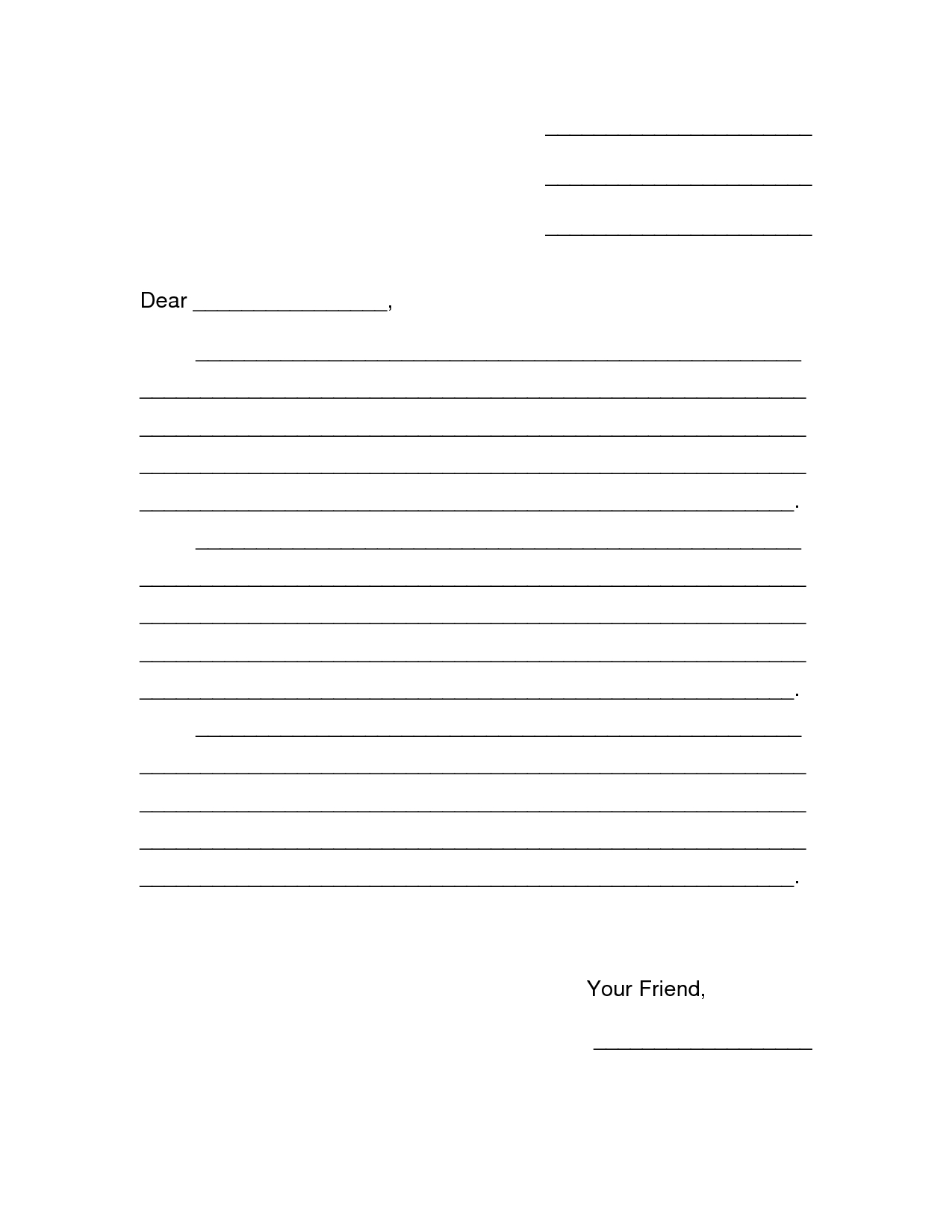 Friendly Letter Template Pdf ] – Free Friendly Letter Within Blank Letter Writing Template For Kids