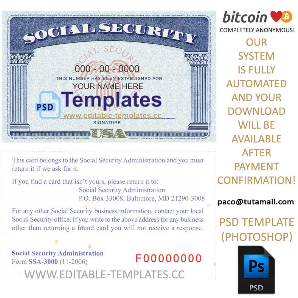 Fully Editable Ssn Usa Psd Template With Regard To Social Security Card Template Download