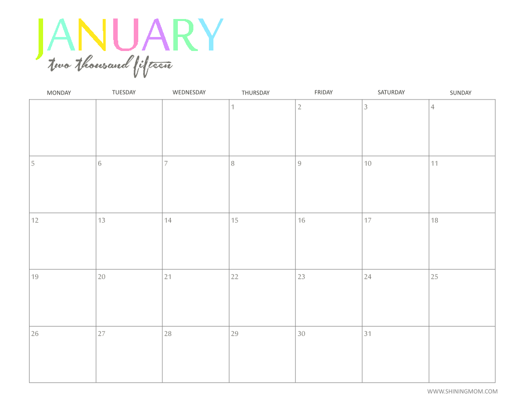 Fun Calendar Template – Zohre.horizonconsulting.co Inside Blank Calendar Template For Kids