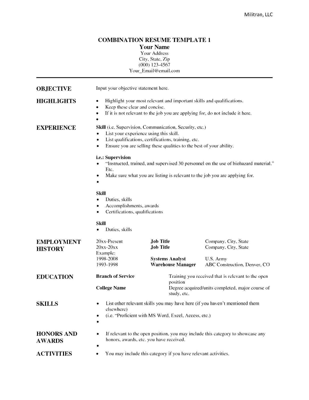 Functional Resume Template Google Docs Cv Mila Friedman Intended For Combination Resume Template Word