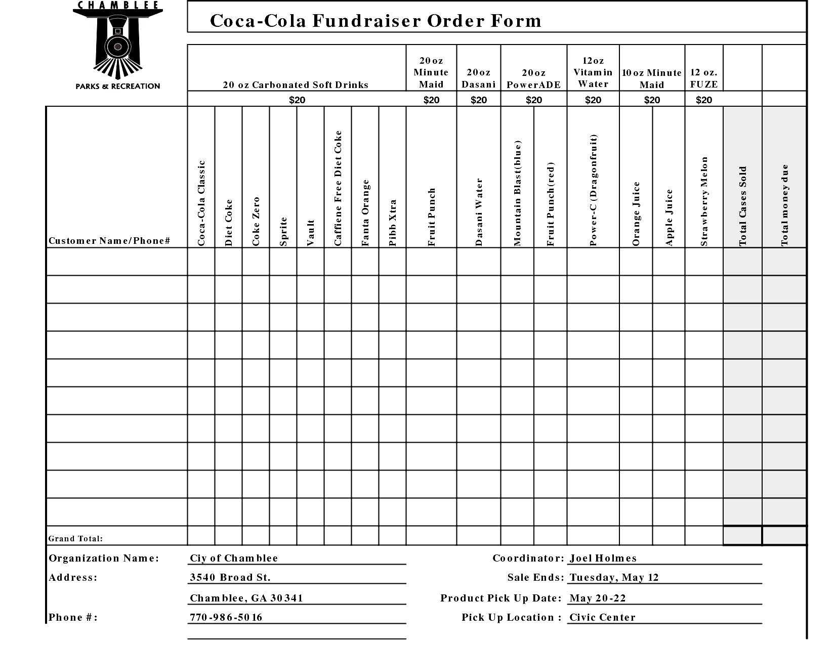 Fundraiser Order Form Templates – Word Excel Pdf Formats Inside Blank Fundraiser Order Form Template