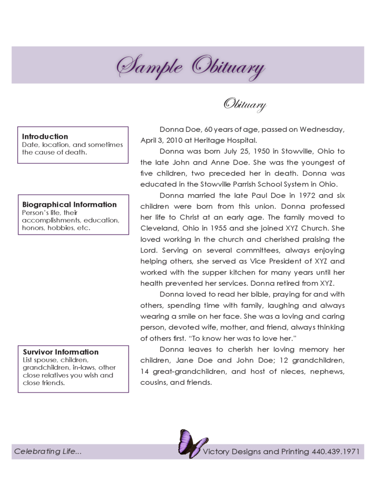 Funeral Obituary Template – 5 Free Templates In Pdf, Word For Obituary Template Word Document