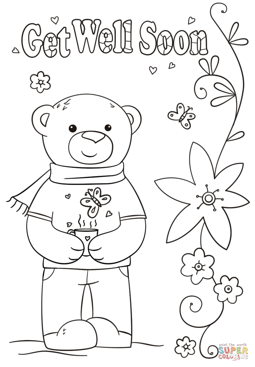 Funny Get Well Soon Coloring Page | Free Printable Coloring Within Get Well Soon Card Template