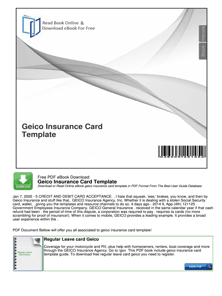 Geico Insurance Card Template Pdf – Fill Online, Printable For Fake Car Insurance Card Template