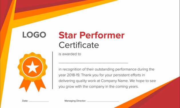 Geometric Red And Gold Star Performer Certificate inside Star Performer Certificate Templates