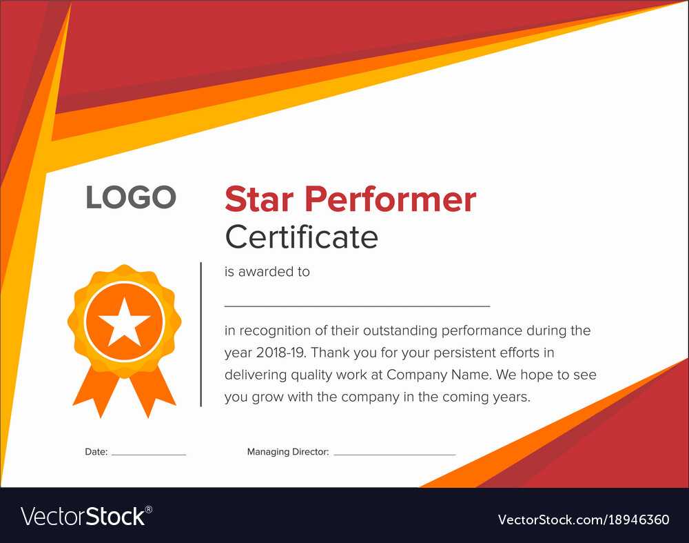 Geometric Red And Gold Star Performer Certificate Inside Star Performer Certificate Templates