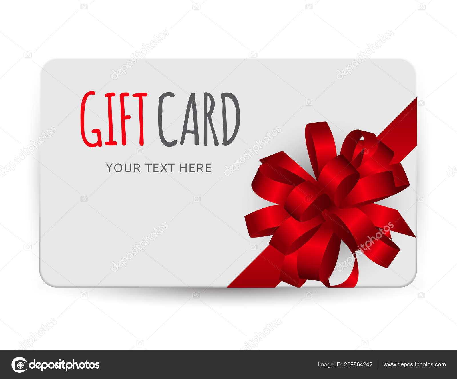 Gift Card Template With Bow And Ribbon Vector Illustration Throughout Present Card Template