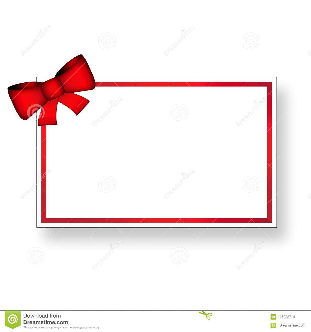 Gift Card Template With Ribbon And Red Bow Stock Vector Inside Gift Card Template Illustrator