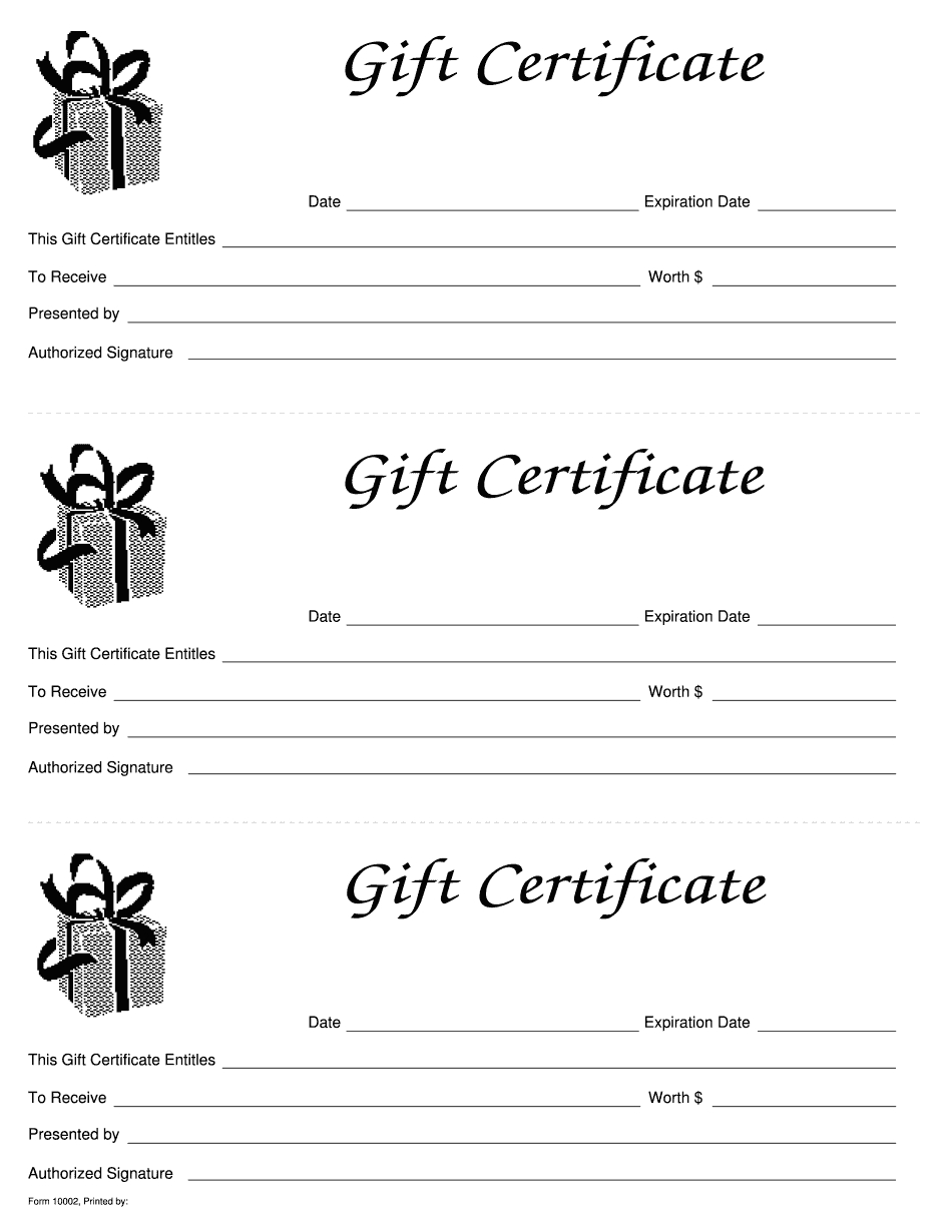 Gift Certificate Pdf Form – Get Online Blank To Fill Out Throughout Gift Certificate Log Template