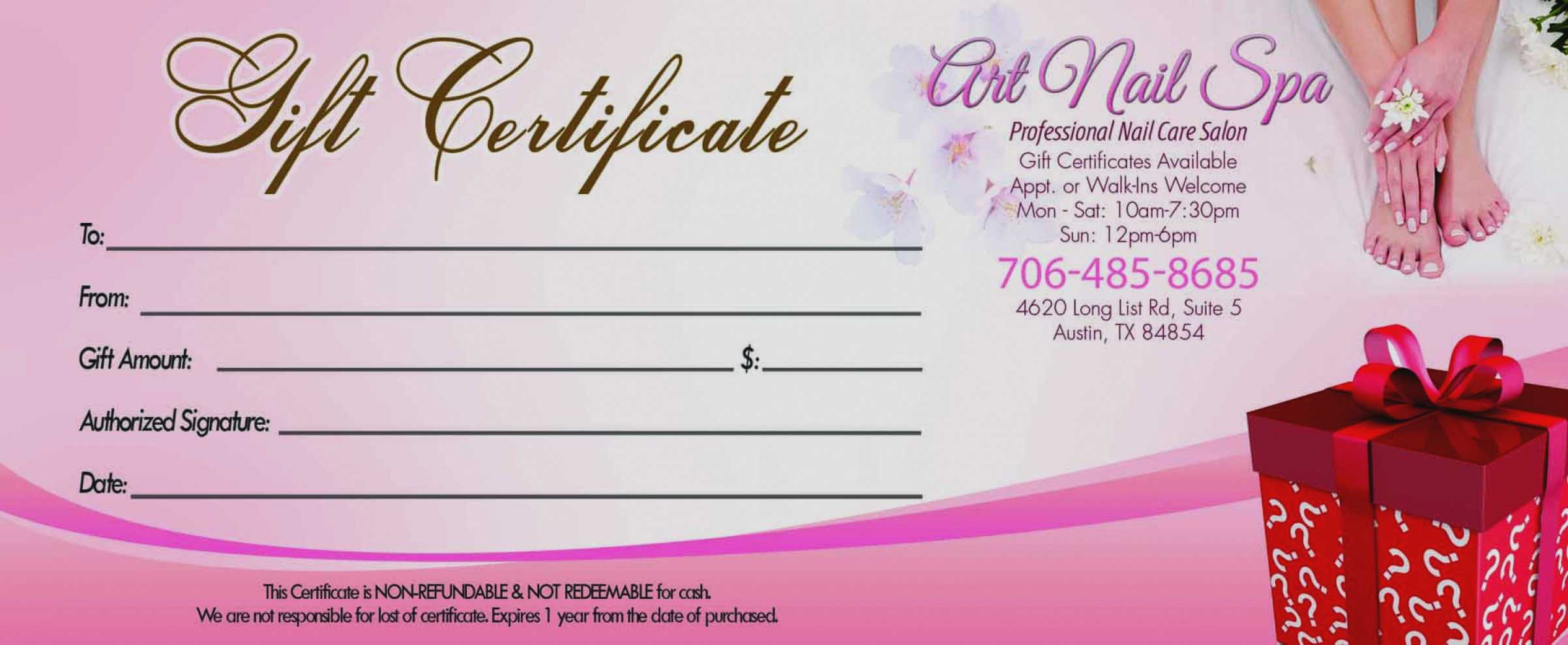 Gift Certificate Template For Nail Salon With Salon Gift Certificate Template