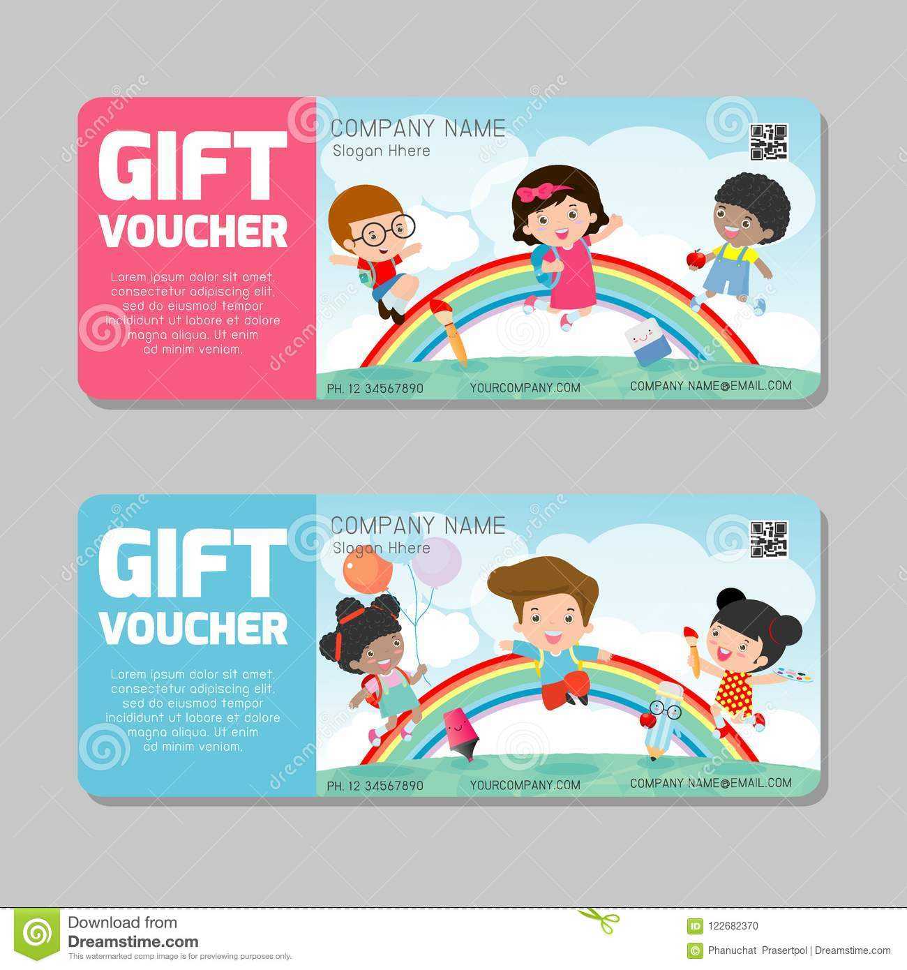 Gift Voucher Template And Modern Pattern. Kids Concept Inside Kids Gift Certificate Template