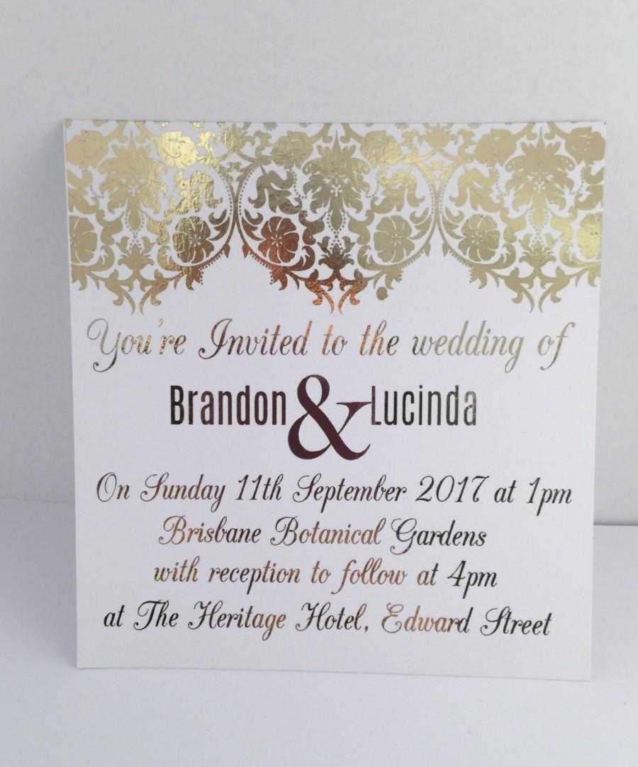 Gold Foil Wedding Invitation Set With Rsvp Card - Sample For Engagement Invitation Card Template