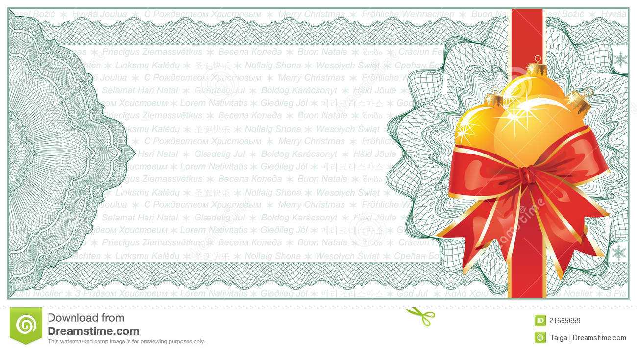 Golden Christmas Gift Certificate Or Discount Stock Vector Inside Christmas Gift Certificate Template Free Download