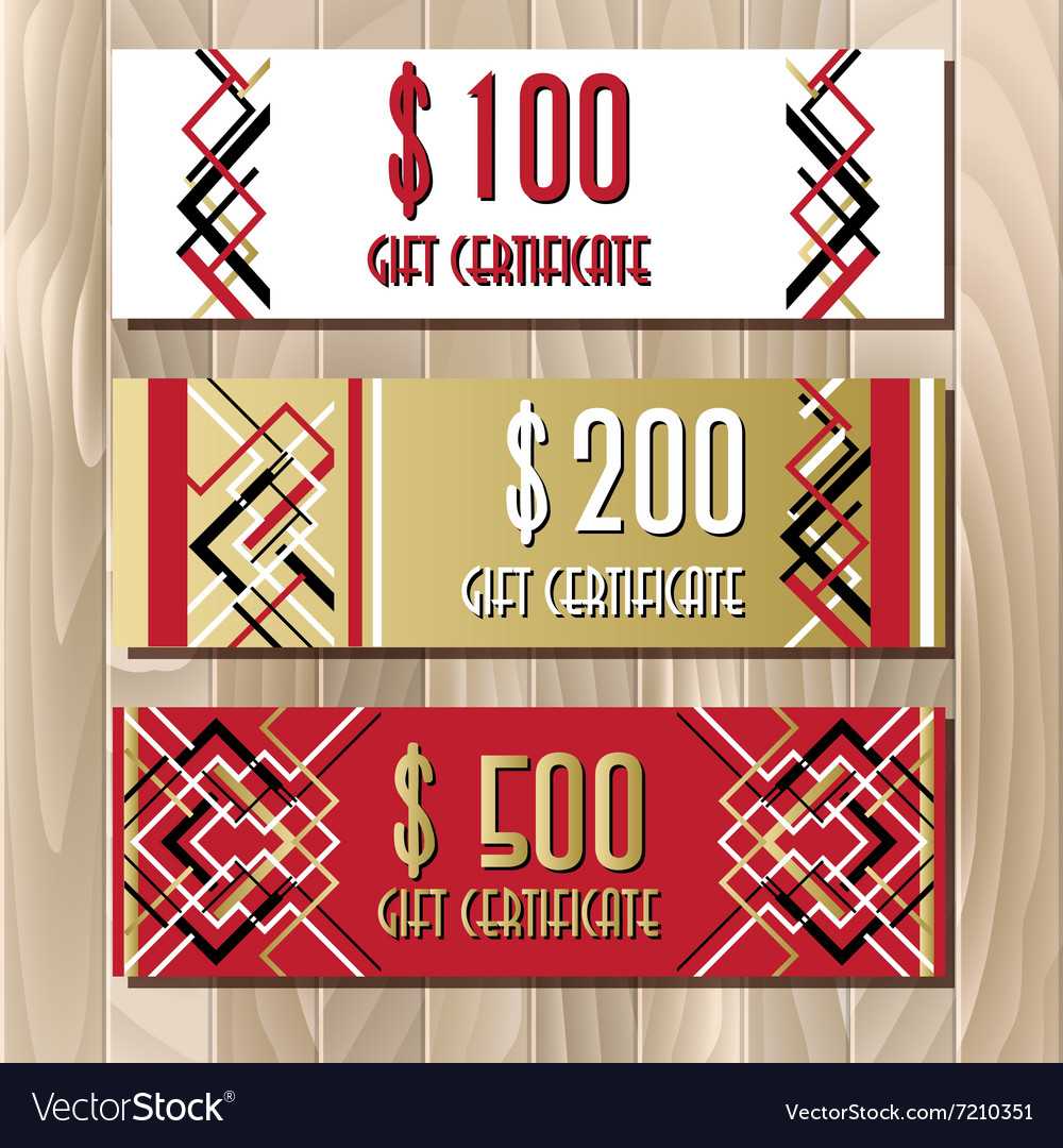 Golden Red Gift Certificate Template In Art Deco Pertaining To Mock Certificate Template