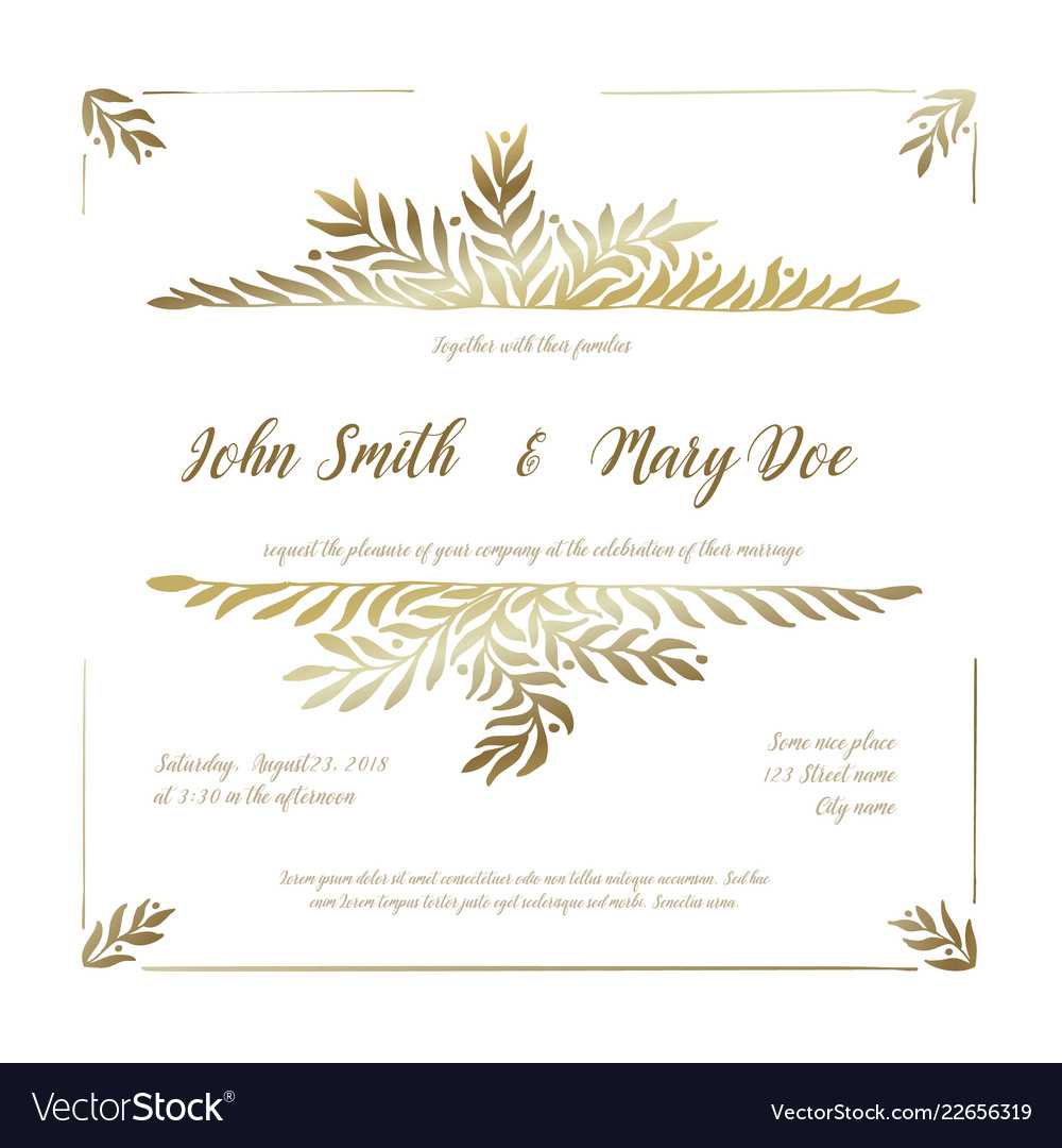 Golden Wedding Invitation Card Template Regarding Invitation Cards Templates For Marriage