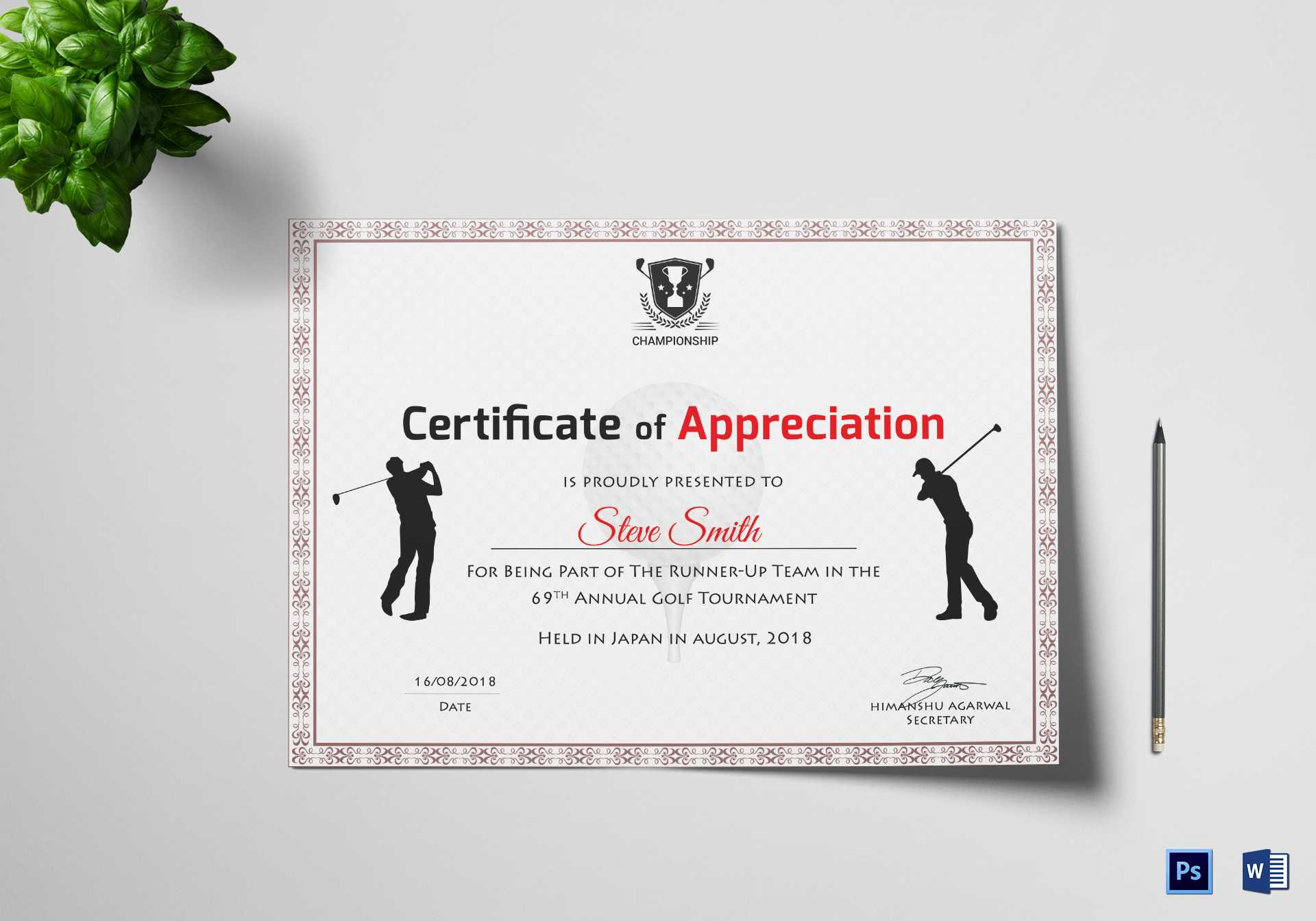 Golf Appreciation Certificate Template Inside Walking Certificate Templates