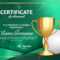 Golf Certificate Diploma With Golden Cup Vector. Sport Award.. Within Golf Certificate Template Free