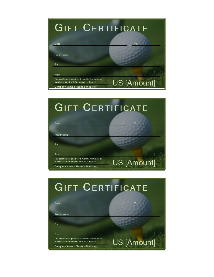 Golf Gift Certificate | Templates At Allbusinesstemplates For Golf Certificate Template Free