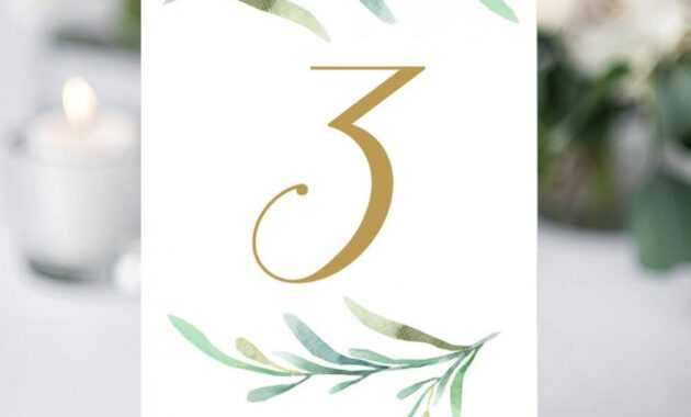 Greenery Wedding Table Numbers Template, Printable Reception regarding Table Number Cards Template