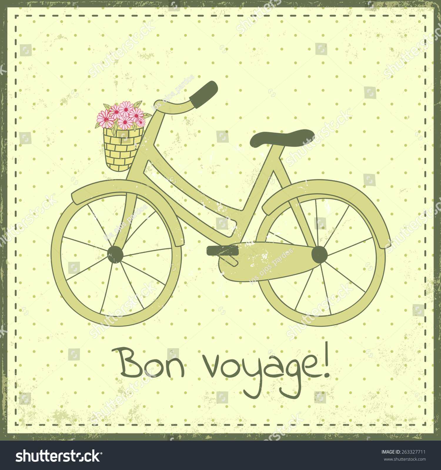 Greeting Card Template Bike Illustration Bon Stock Vector With Bon Voyage Card Template