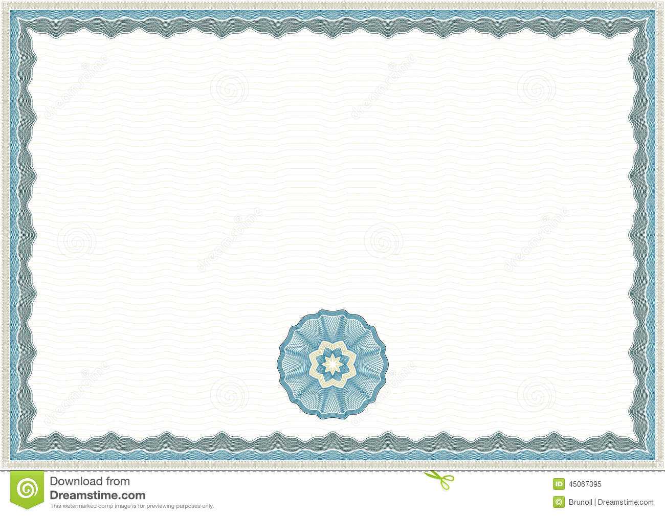 Guilloche Certificate Template Stock Vector – Illustration For Corporate Bond Certificate Template