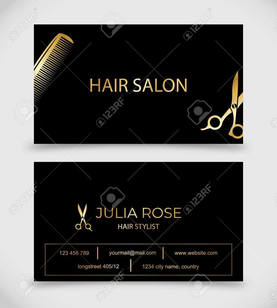 Hair Salon, Hair Stylist Business Card Vector Template With Hair Salon Business Card Template